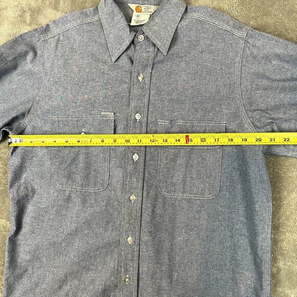 Vintage Carhartt Gray Jacket Shirt Mens L Denim Canvas Union Label USA Chore - Picture 9 of 10